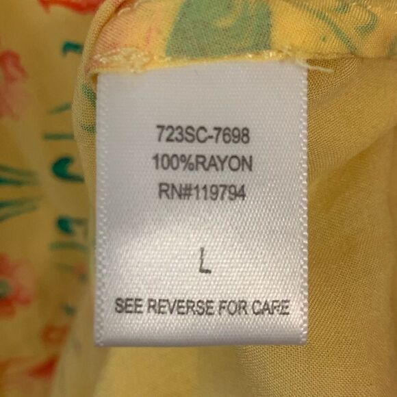 Live and Let Live Floral Boho Blouse Ties Yellow L - Picture 5 of 7